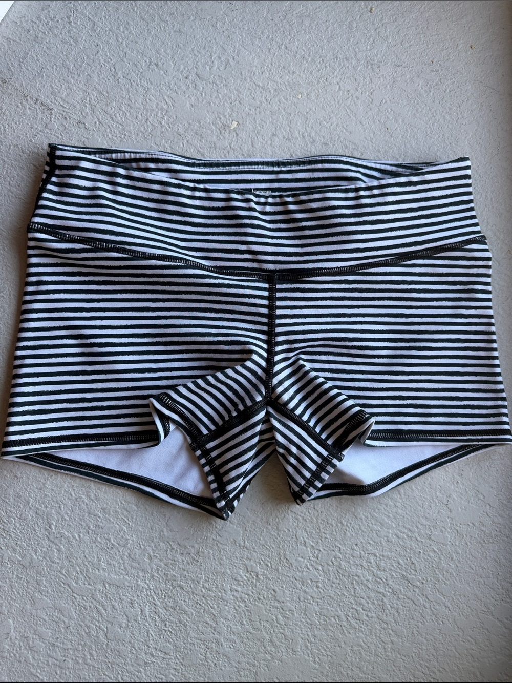 Women's Black & White Striped High-Waist Bike Shorts